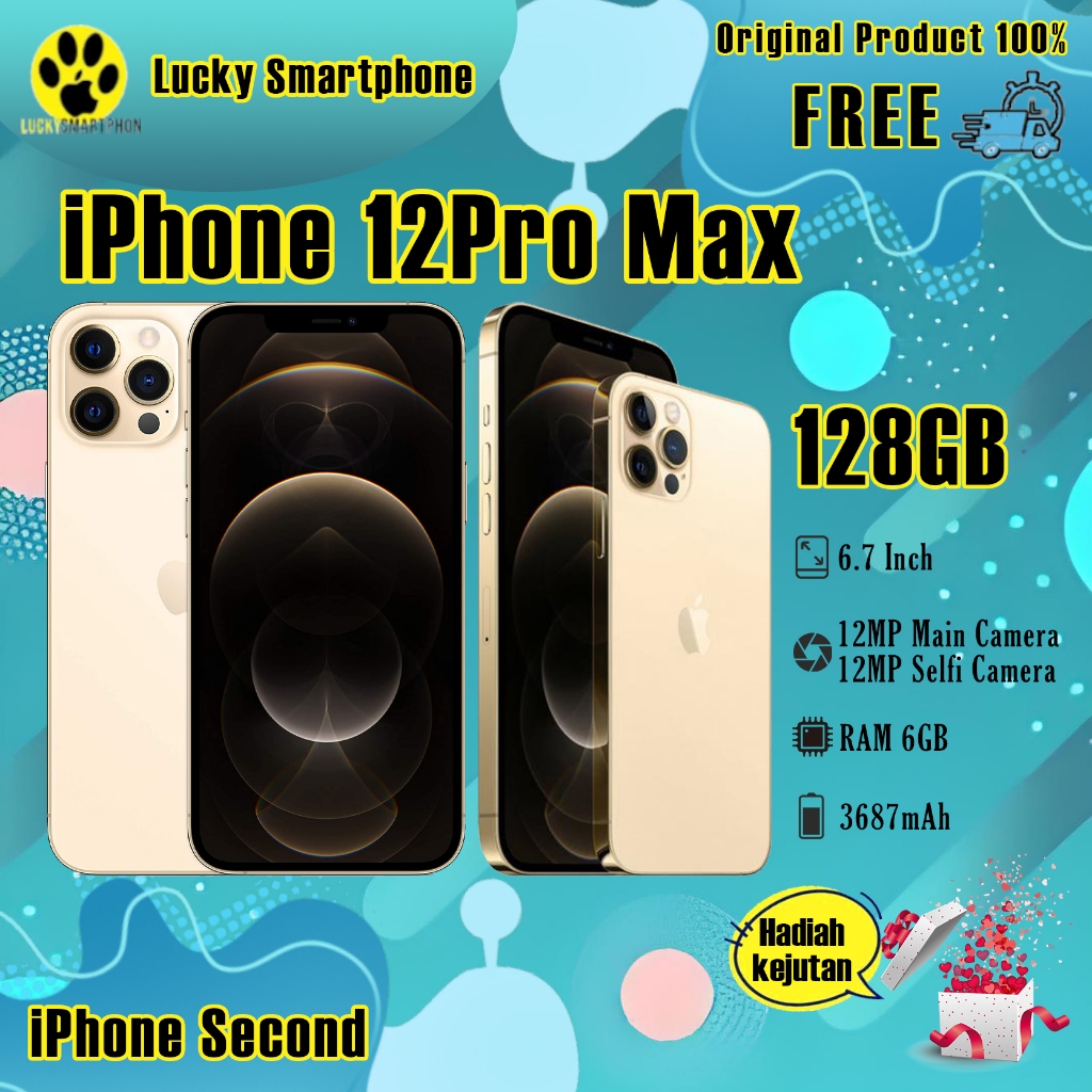 iPhone 12Pro Max 128GB Bekas Second Original100% All Sim Silent Fullset Mulus Hp 3utools All Green