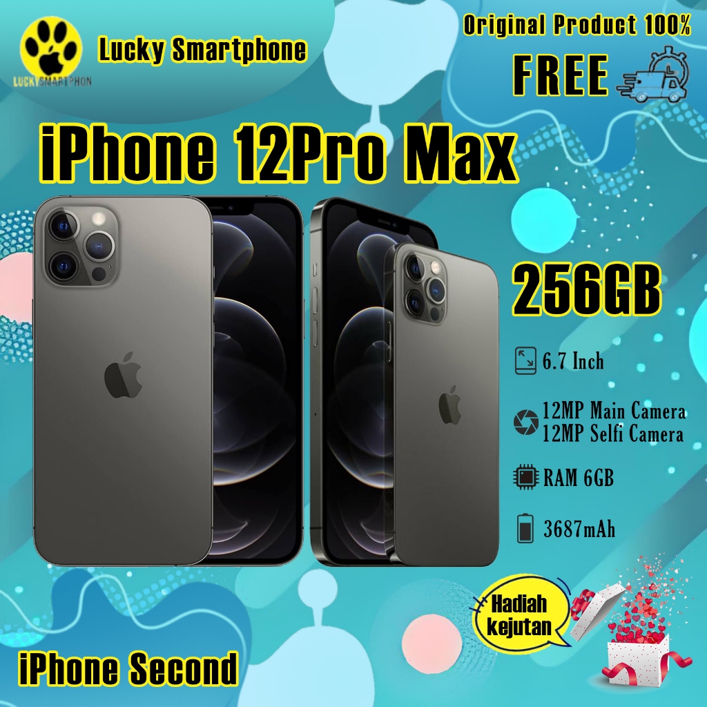 iPhone 12Pro Max 256GB Bekas Second Original100% All Sim Silent Fullset Mulus Hp 3utools All Green