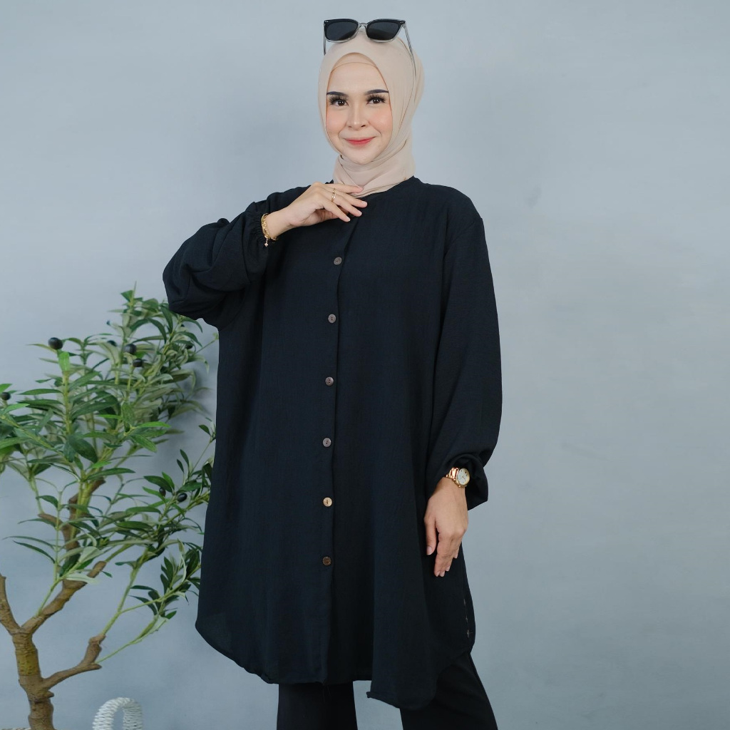 Tunik Jumbo TICEL LD 130 XXXL Oversize Nyaman Untuk Wanita Muslim Atasan POLOS Crinkle Airflow Adem