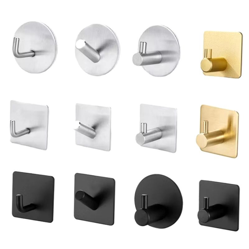 TaffHOME Gantungan Baju Dinding Tempel Kuat Kapstok Hook Hanger Stainless Steel