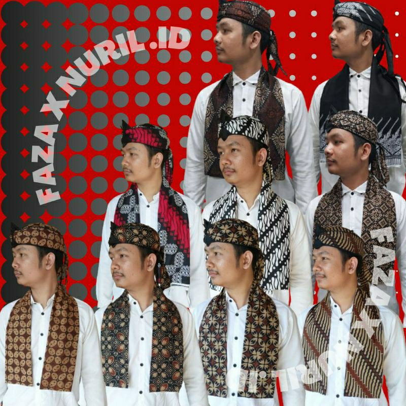 set iket kepala sunda laki laki cukin betawi syal leher scraf batik pria blangkon jogja udeng batik