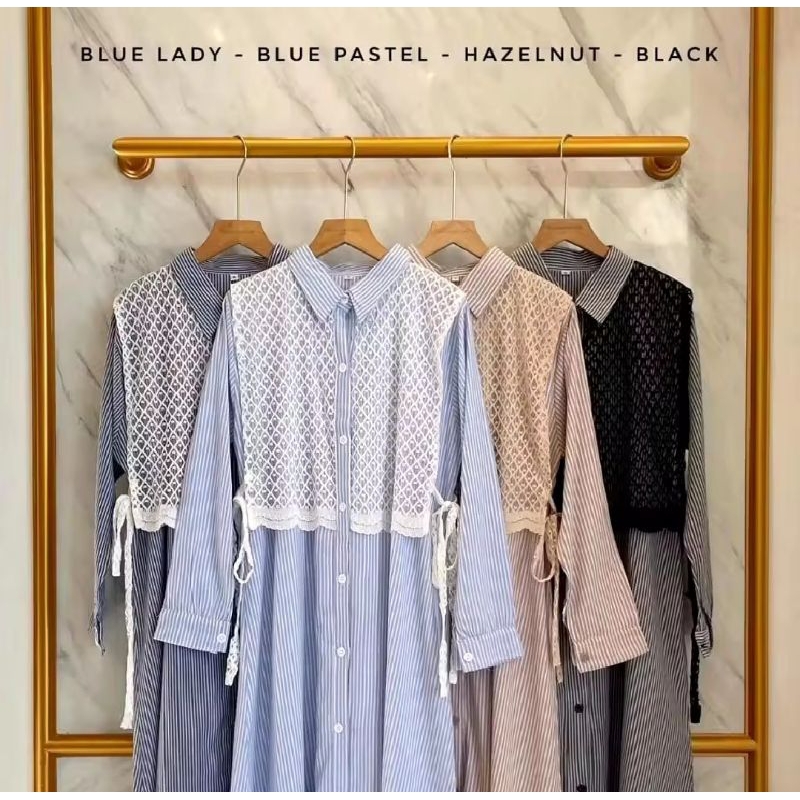 BestPromo Midi Dress Muslimah Gamis Salur Terbaru 2024 Zara Midi Dress Rompi Motif Bunga Katun Salur