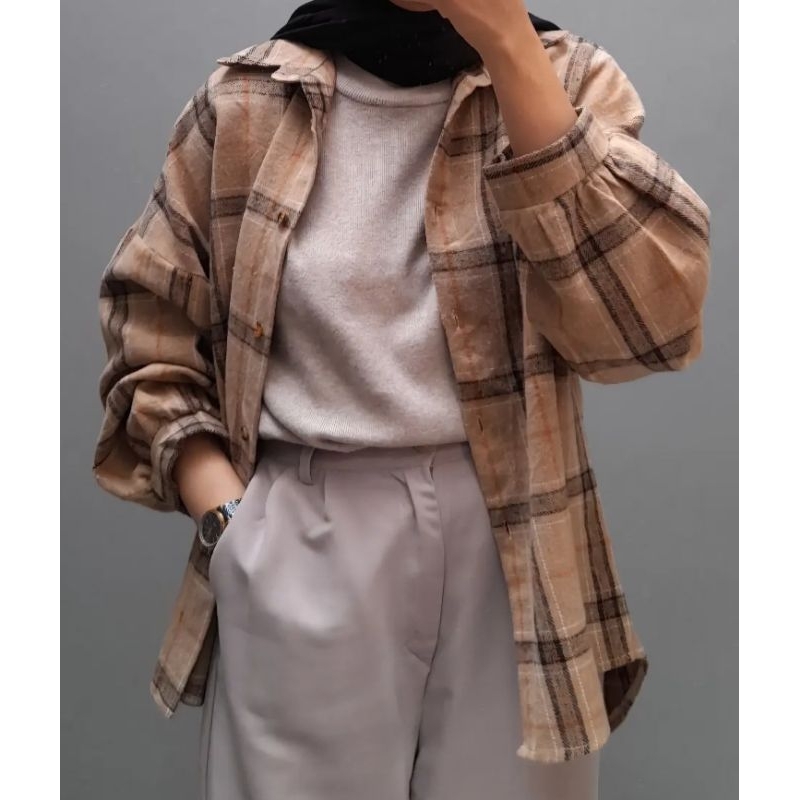 Plumeria - Kemeja Flanel Choco | Kemeja Flanel Wanita| COD BY REQUEST