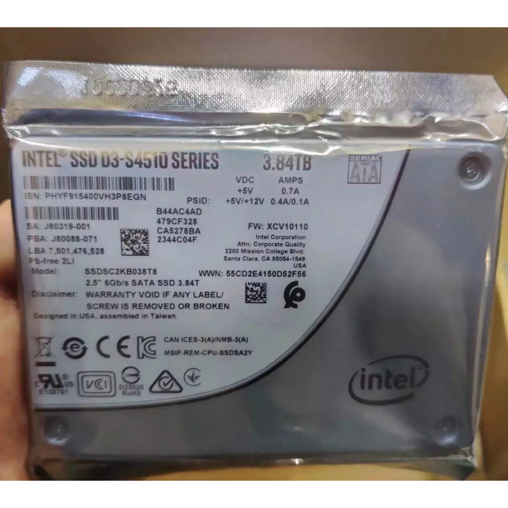 SSD Intel D3-S4510 3.84TB 6Gb SATA 2.5" PN Model SSDSC2KB038T8