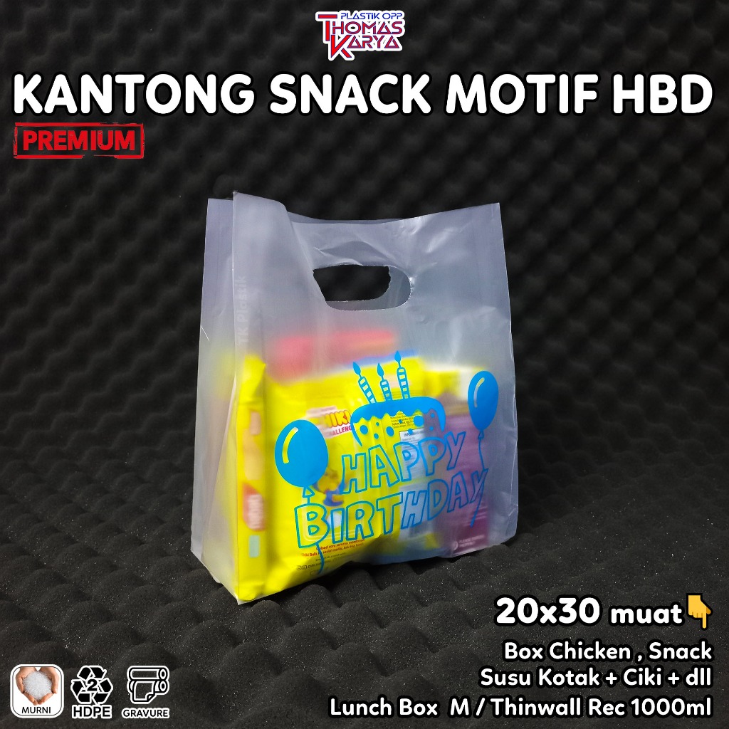 [Whispers] Plastik Ultah 20x30 HAPPY BIRTHDAY PUTIH isi 50 Tas Bingkisan Snack Ulang Tahun HBD
