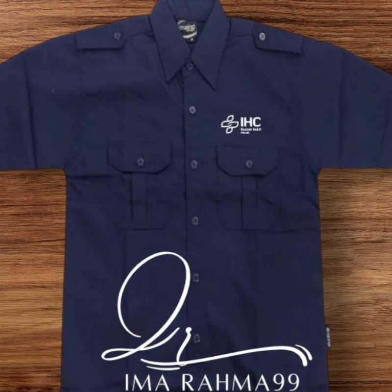 seragam ihc RS PELNI kemeja IHC RS PELNI navy kantong 2 lengan pendek