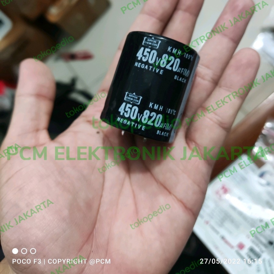 elco elko 820uf 820 uf 450volt 450 v volt nippon chemicon asli Berkualitas