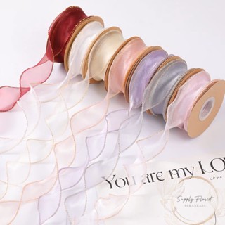 

AESTHETICFLORIST -1METER (LEBAR 4CM*10YARD) PITA ECER LIS GOLD PITA KRIWIL PREMIUM KOREAN / PITA BINGKISAN BUKET BUNGA KOREA KERITING