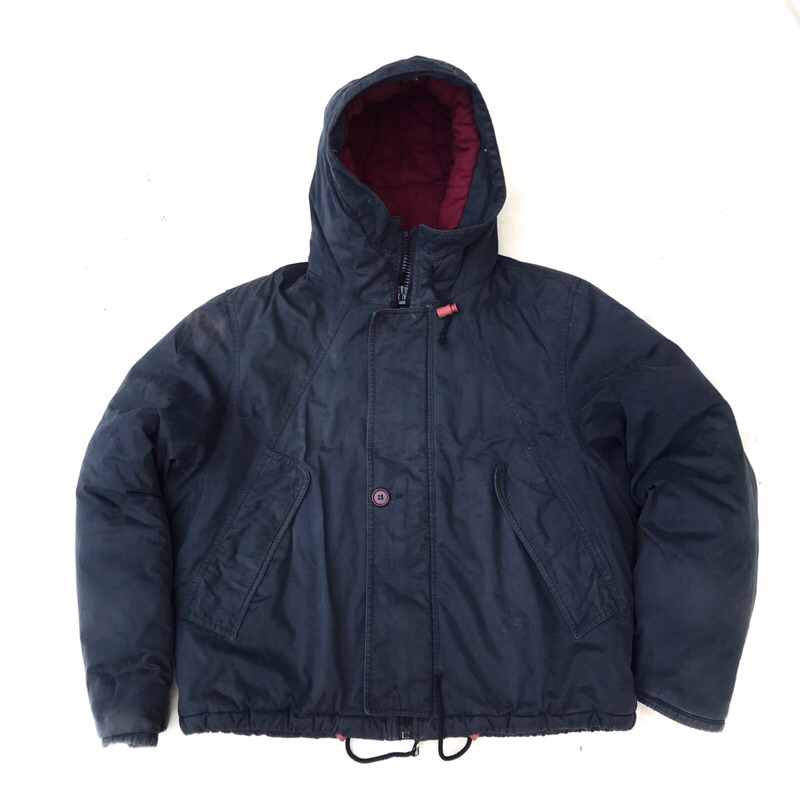 Vintage UNITED COLORS OF BENETTON Between-season Bomber Hoodie puffer down bulang inner jacket in Da