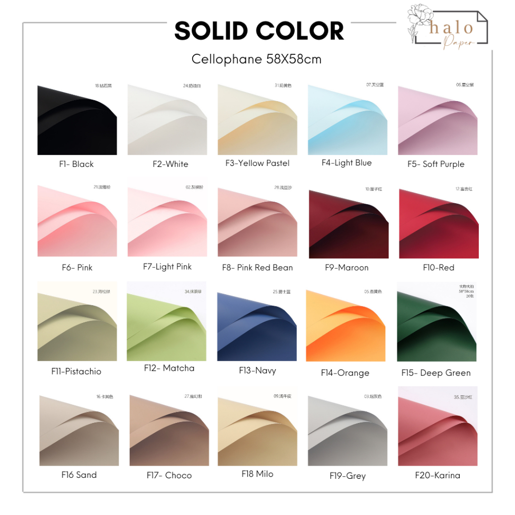 

(1 lembar) SOLID SINGLE COLOR - FLOWER WRAPPING PAPER WATERPROOF SOLID FULL COLOR (FREE KARDUS PACKING)