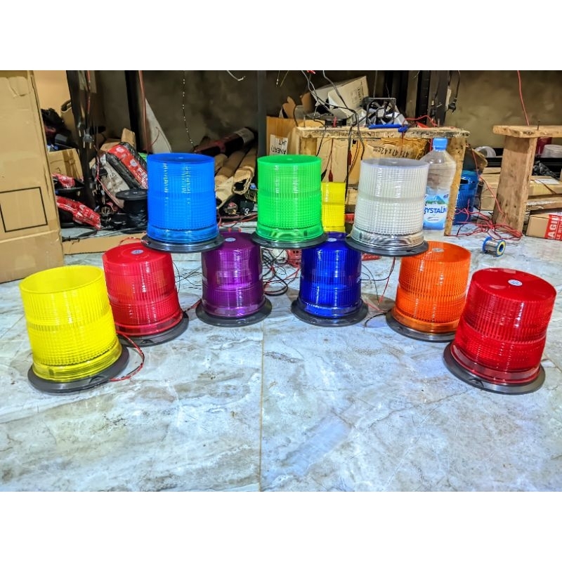 Lampu Rotari 2 mode kedip 8 led hpl 12/24 volt