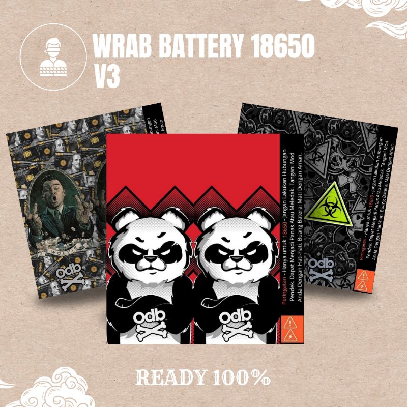 

MAFIASETIKER - Stiker Wrap Baterai 18650 ODB v2 Full Motif Untuk Melindungi Baterai - Skin Wrap Batre 18650 Original Desain