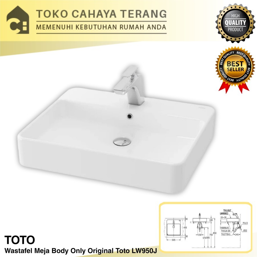 Wastafel Meja Kotak Toto LW950CJ Body Only / Wastafel Original Toto
