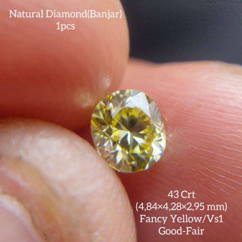Berlian Banjar Fancy Yellow Oval Cutt Top Quality 0,43 carat
