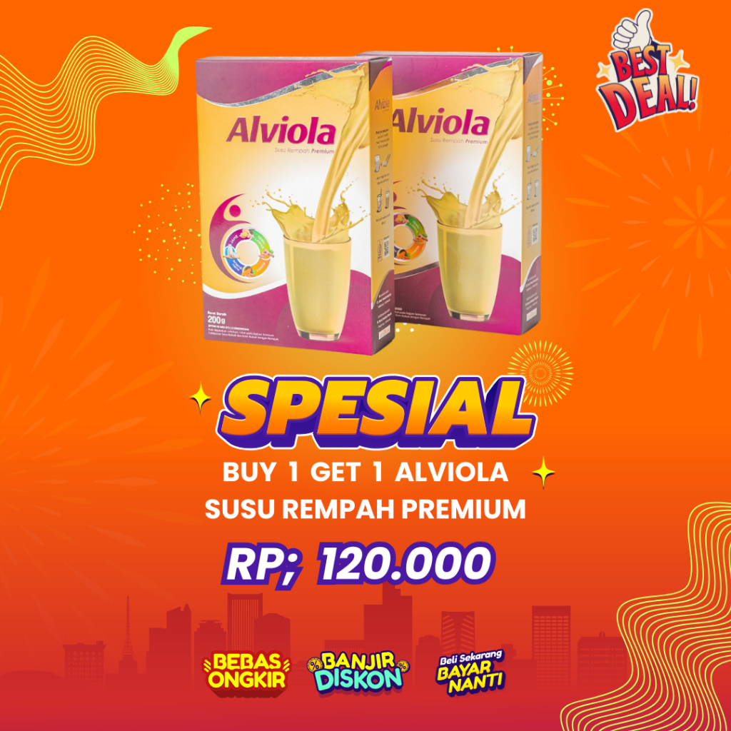 

FLASHSALE AWAL TAHUN BUY 1 GET 1 ALVIOLA SUSU REMPAH PREMIUM ATASI KOLESTROL NYERI SENDI DAN REUMATIK