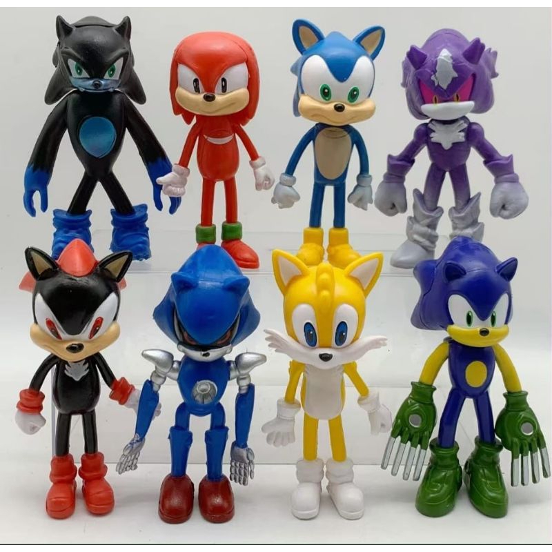 Action Figure Set 8 Sonic Besar Mainan Anak Tinggi 11CM