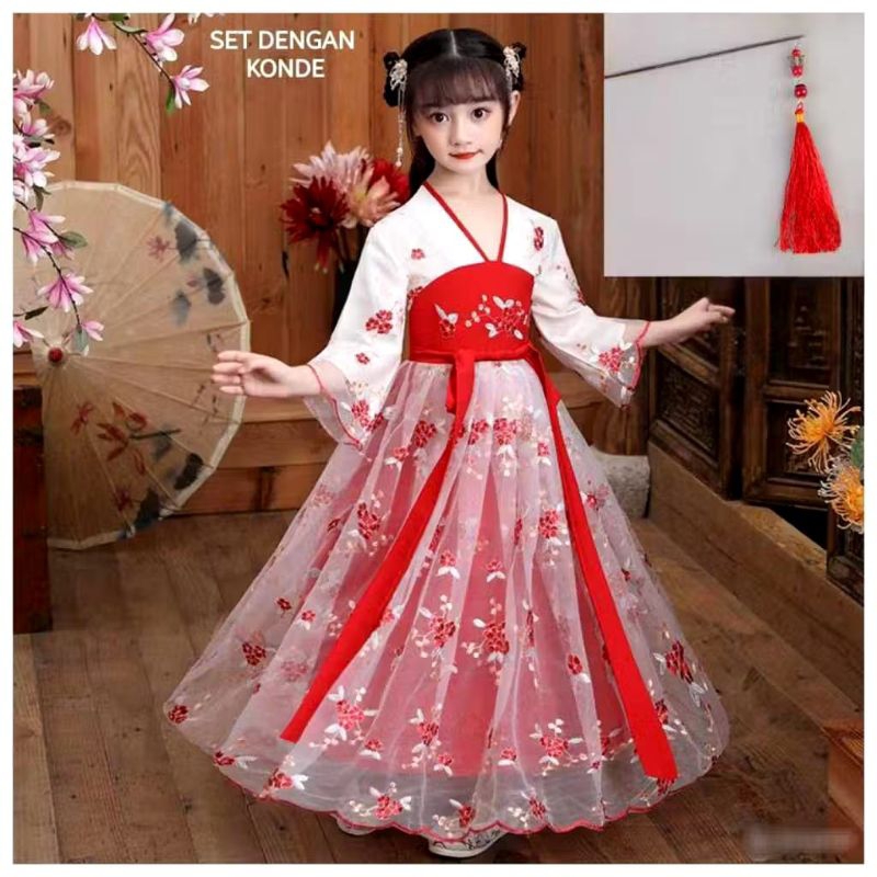 DRESS CHOENGSAM ANAK CEWEK/DRESS HANFU ANAK ABG/DRESS PARTY ANAK/DRESS IMPORT/DRESS ANAK PEREMPUAN/B