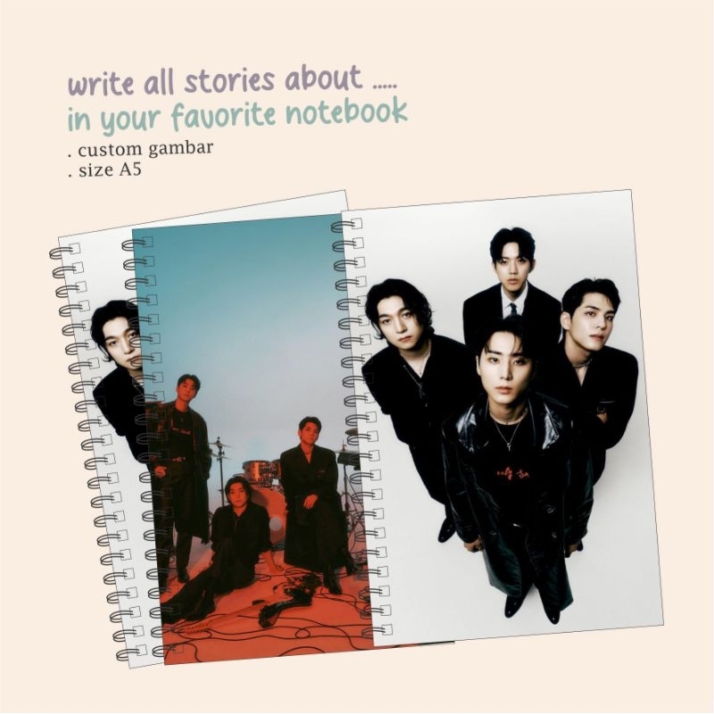 

Spiral Notebook Custom Gambar A5, Diary Aesthetic, Custome Notebook K-Pop.