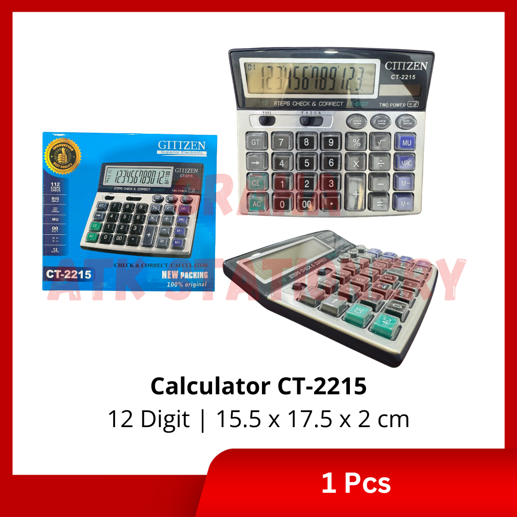 

[1 Pcs] Calculator 12 Digit CT-2215 / Kalkulator 12 Digit CT-2215 Check & Correct