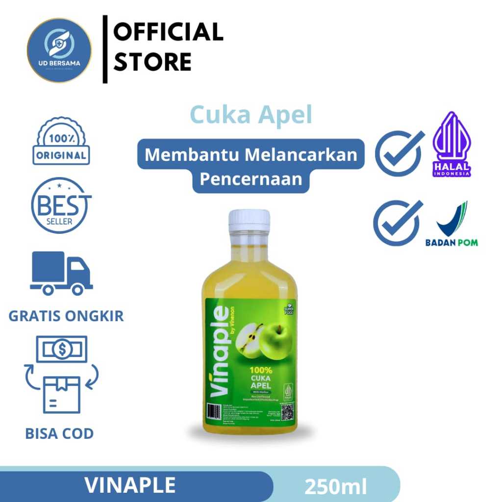 

Cuka Apel Original Organik 300ml untuk diet dan Melancarkan Pencernaan/Vinapple with Mother