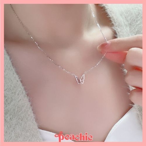 CUCI GUDANG KL Kalung Liontin Perak Aksen Mutiara Gaya Vintage Summer Butterfly Necklace