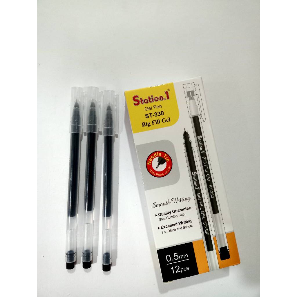 

Pulpen Gel Big Fill Station.1 ST-330 Hitam