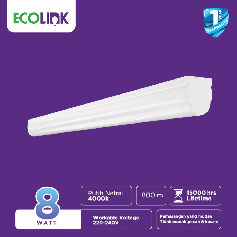 ECOLINK LAMPU LED T8 BATTEN 8W 4000K
