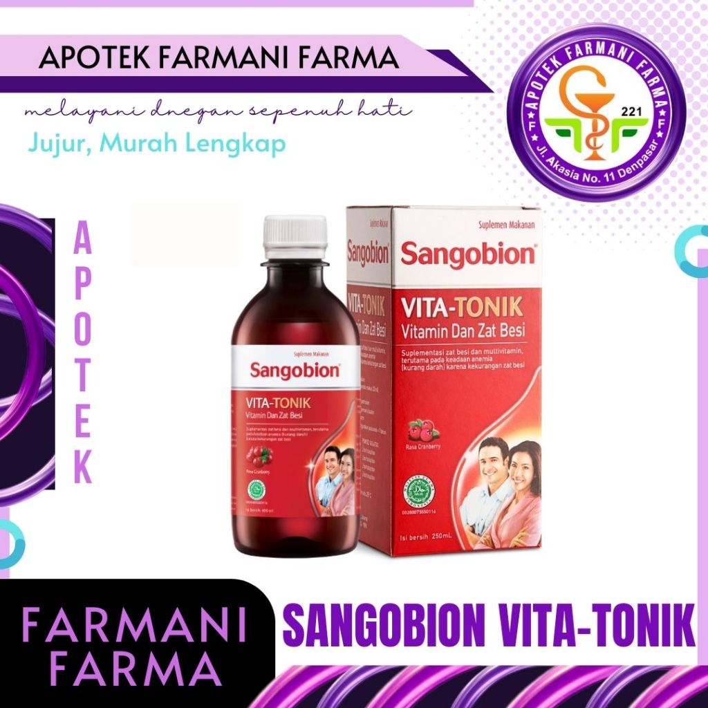 SANGOBION VITA TONIK / 250 ML / 400 ML / SIRUP PENAMBAH DARAH / VITAMIN PENAMBAH DARAH / ANEMIA / KU