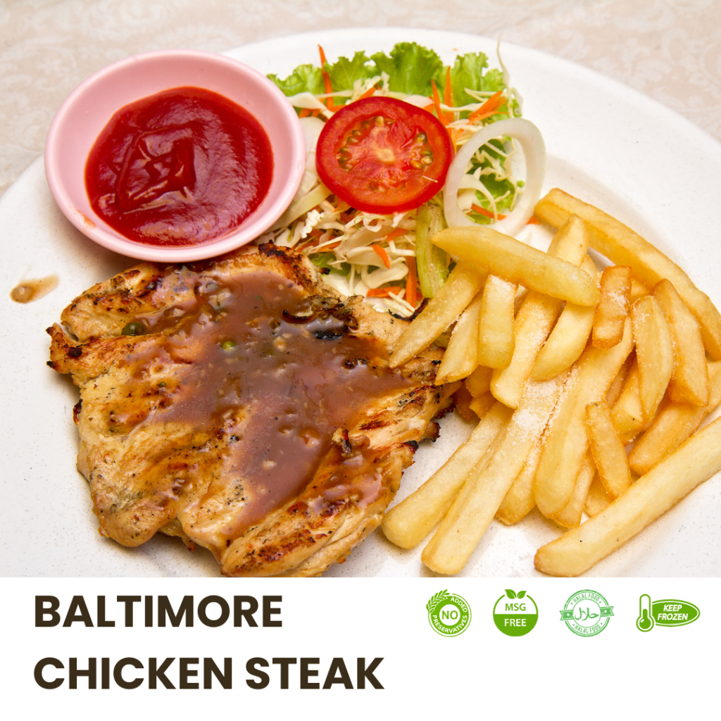 

NEW CHICKEN STEAK resto incl SAUS, FRIES, SALAD ISI 2 - no fries salad