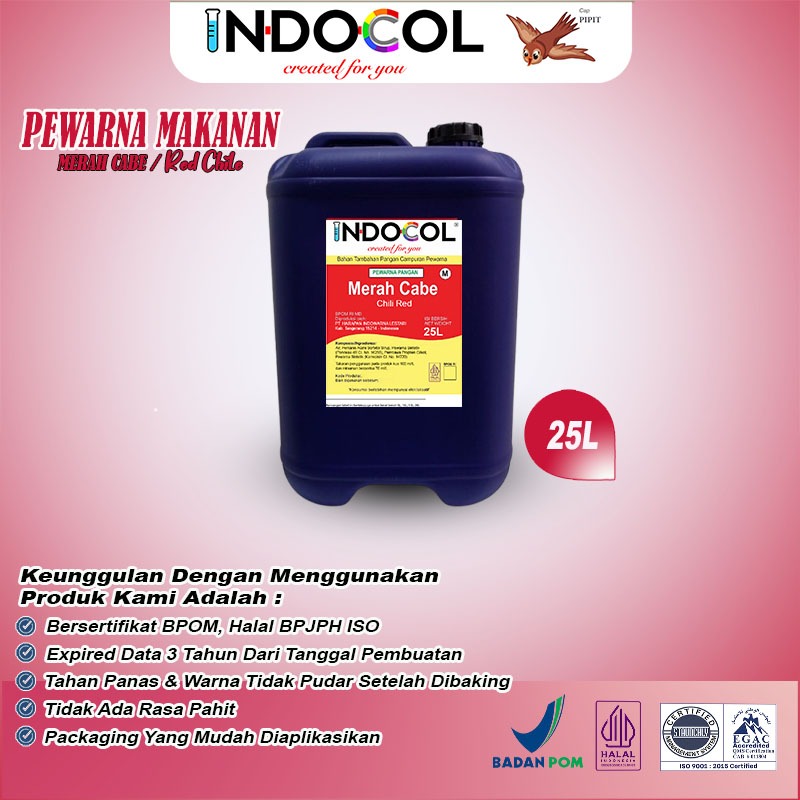 

INDOCOL PEWARNA CAIR MERAH CABE (25 LITER)
