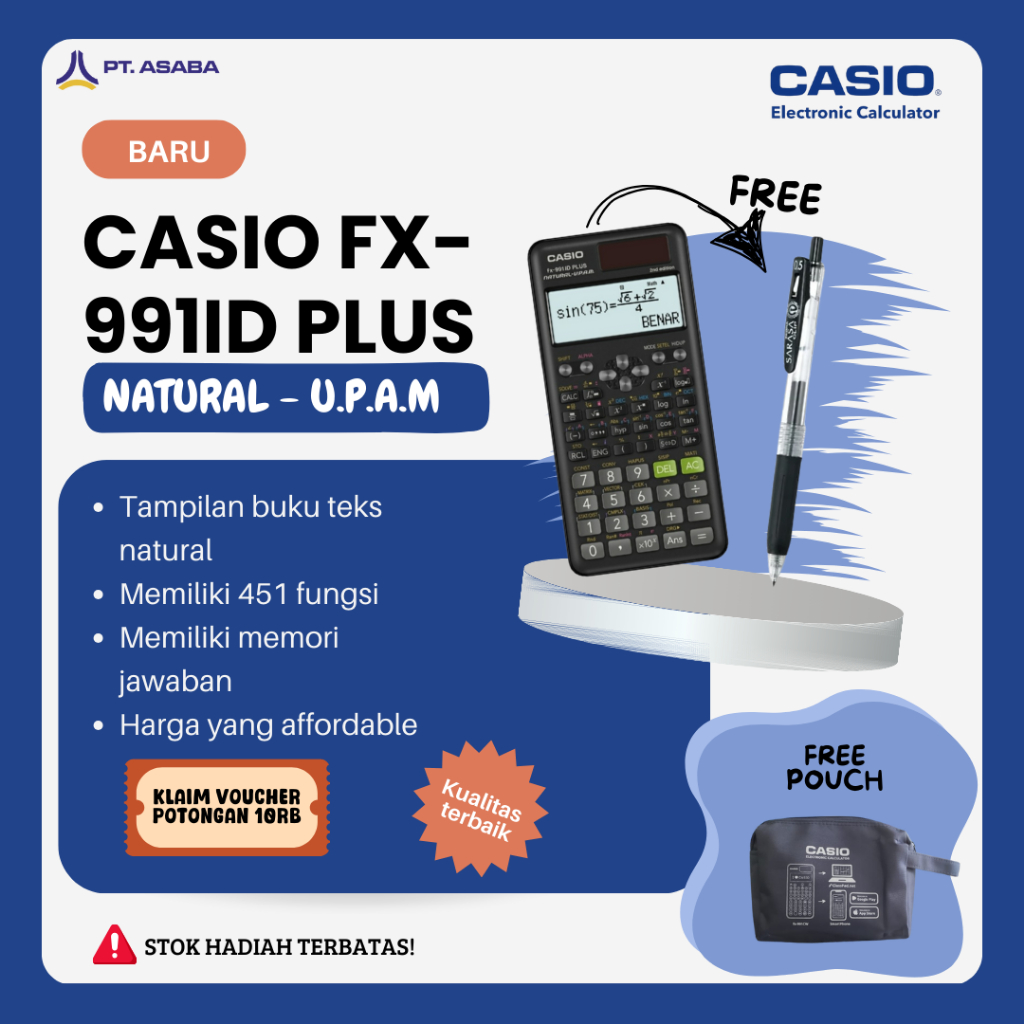 

Asaba Bandung - CASIO FX-991IDPlus -2nd edition- B.Indonesia - Kalkulator Sekolah Kuliah - Scientific - 451fungsi