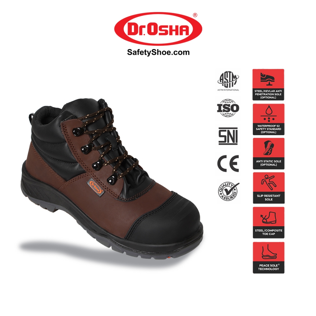 Dr OSHA Elite 9236 S2 Composite Waterproof Safety Shoes Ankle Boot - Brown