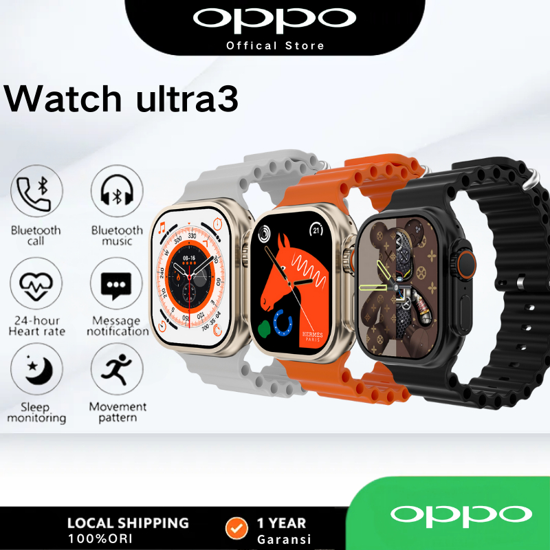 【COD】OPPO SmartWatch Watch Ultra3 2025 New Pria Jam Tangan Fitness Heart Rate Monitor Bluetooth Olah