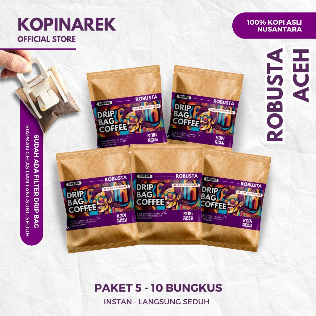 

Paket Kopi Dripbag Robusta ACEH Coffee Drip Bag Sachet Asli Bubuk Souvenir Pernikahan