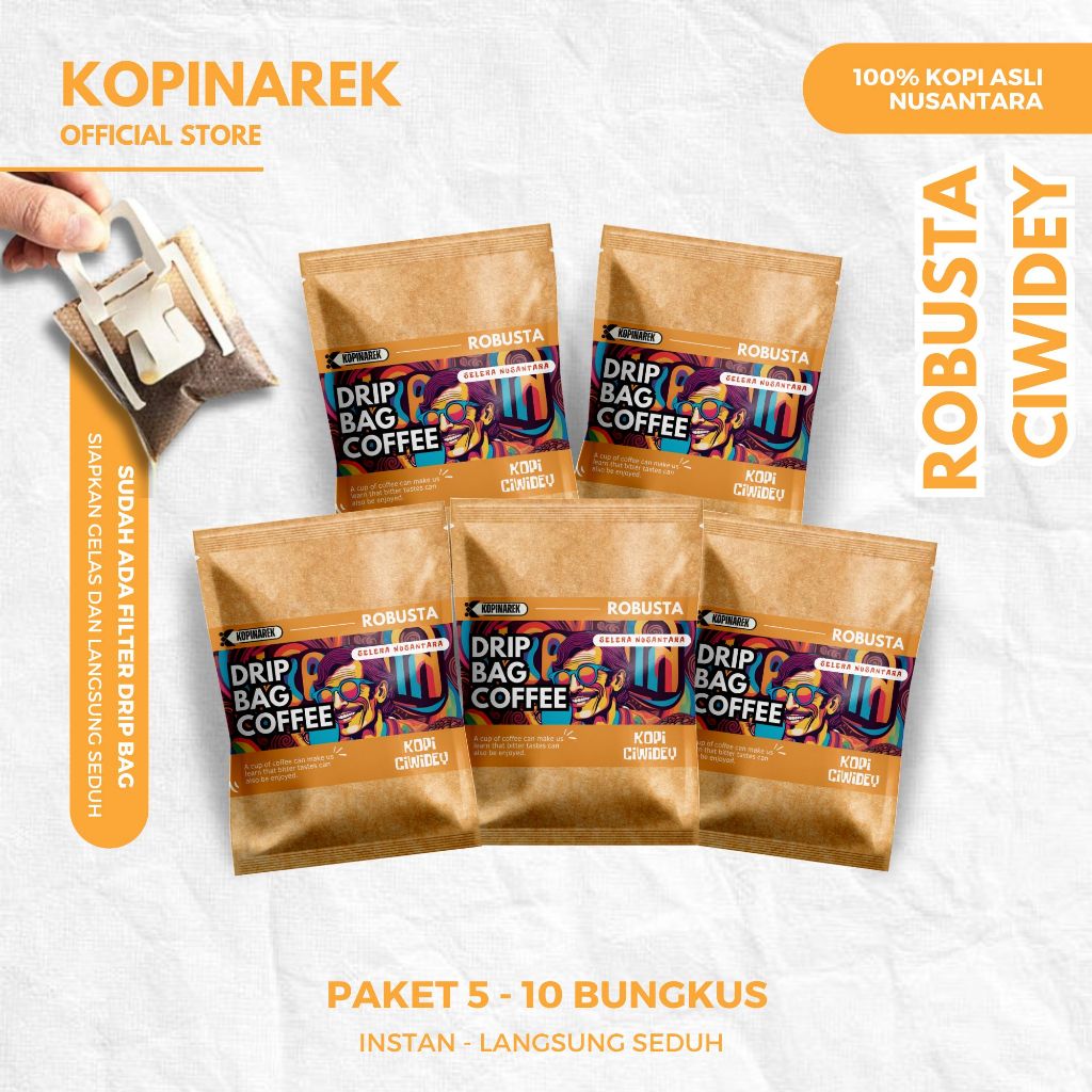 

Paket Kopi Dripbag Robusta CIWIDEY Coffee Drip Bag Sachet Asli Bubuk Souvenir Pernikahan