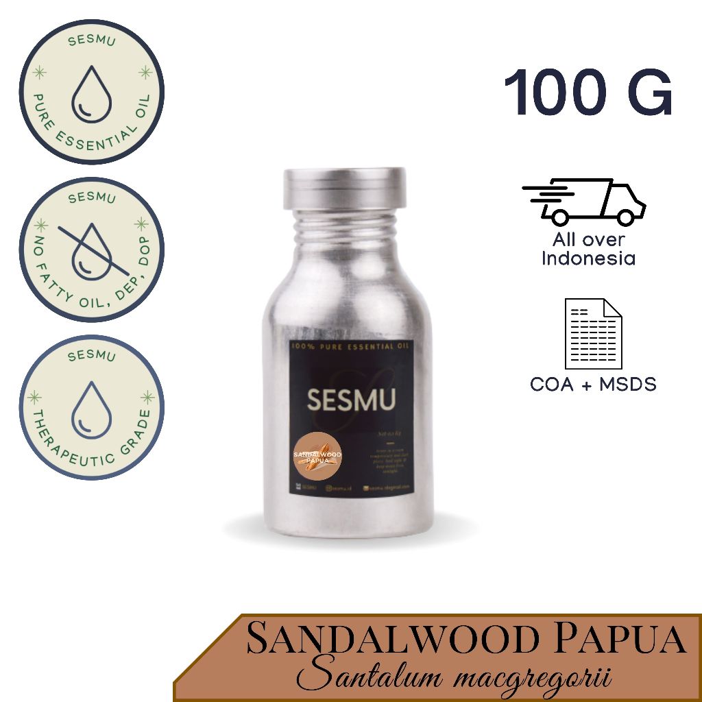 100 GR / 100 ML SANDALWOOD PAPUA 100% PURE ESSENTIAL OIL / MINYAK ATSIRI