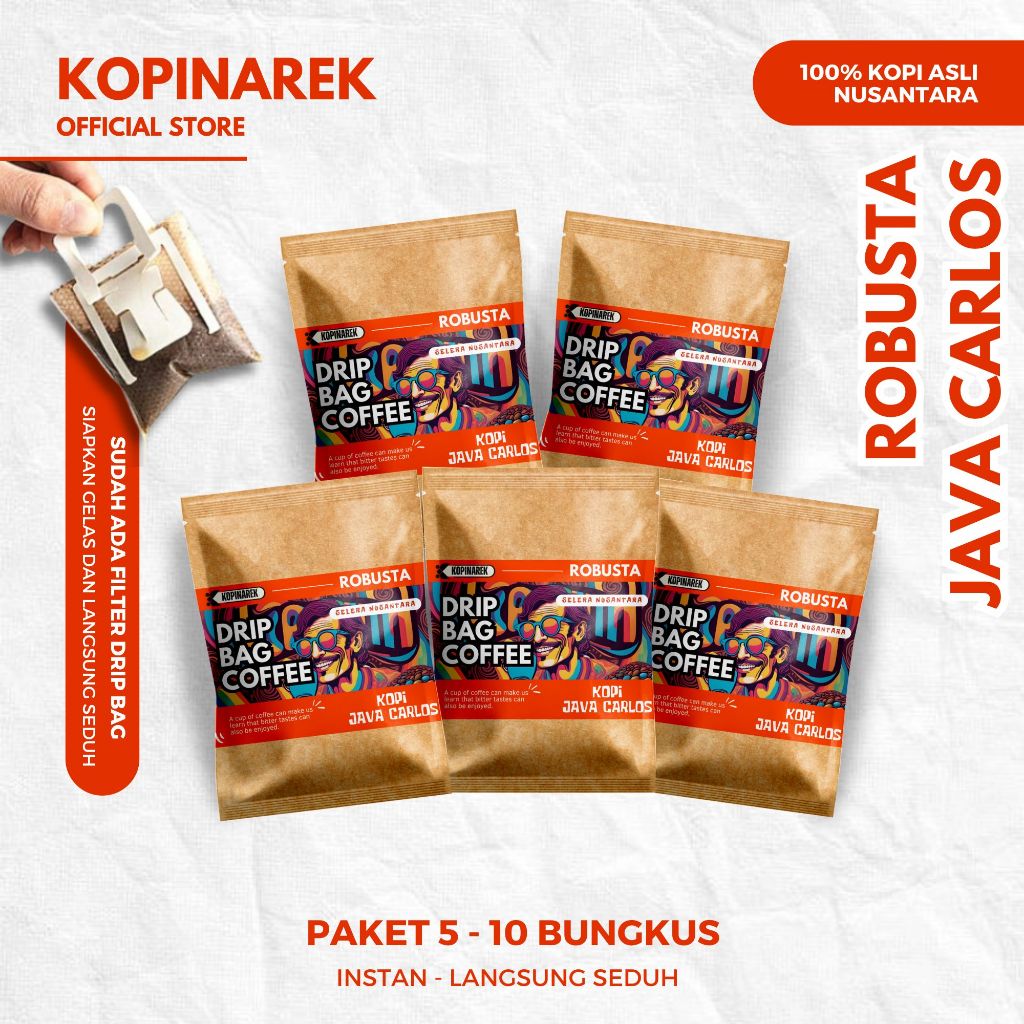 

Paket Kopi Dripbag Robusta JAVA CARLOS Coffee Drip Bag Sachet Asli Bubuk Souvenir Pernikahan