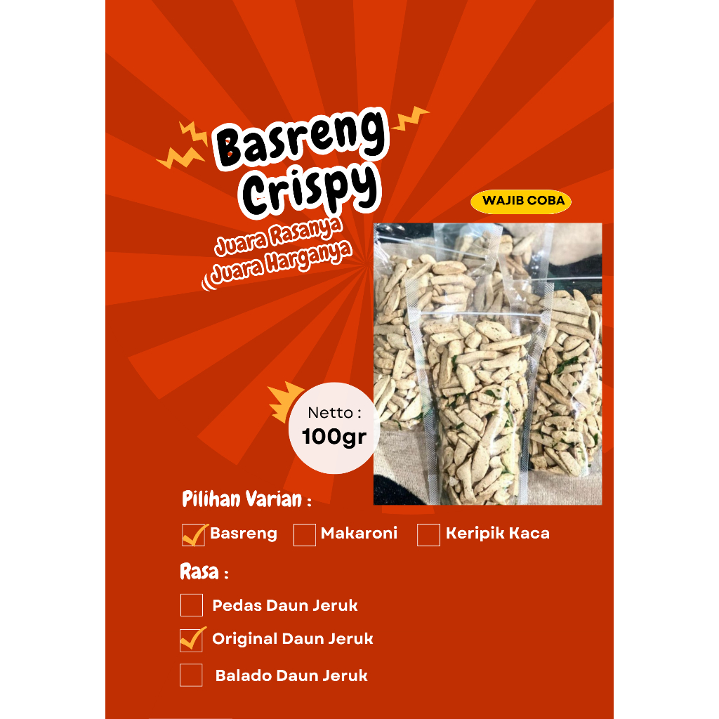 

BASRENG CRISPY STIK ORIGINAL DAUN JERUK GURIH RENYAH