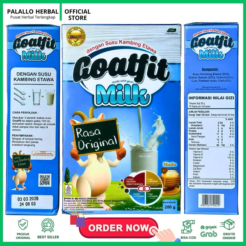 

Goatfit Milk Rasa Original PUTIH Box 200g - Susu Kambing Etawa & Madu, Minuman Sehat, BPOM Legal