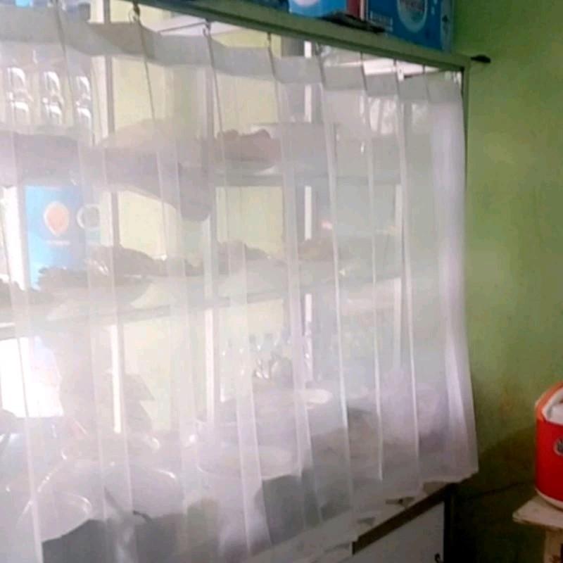 Gorden etalase warung makan Lebar 200 Tinggi 100 Hordeng Steling Jualan