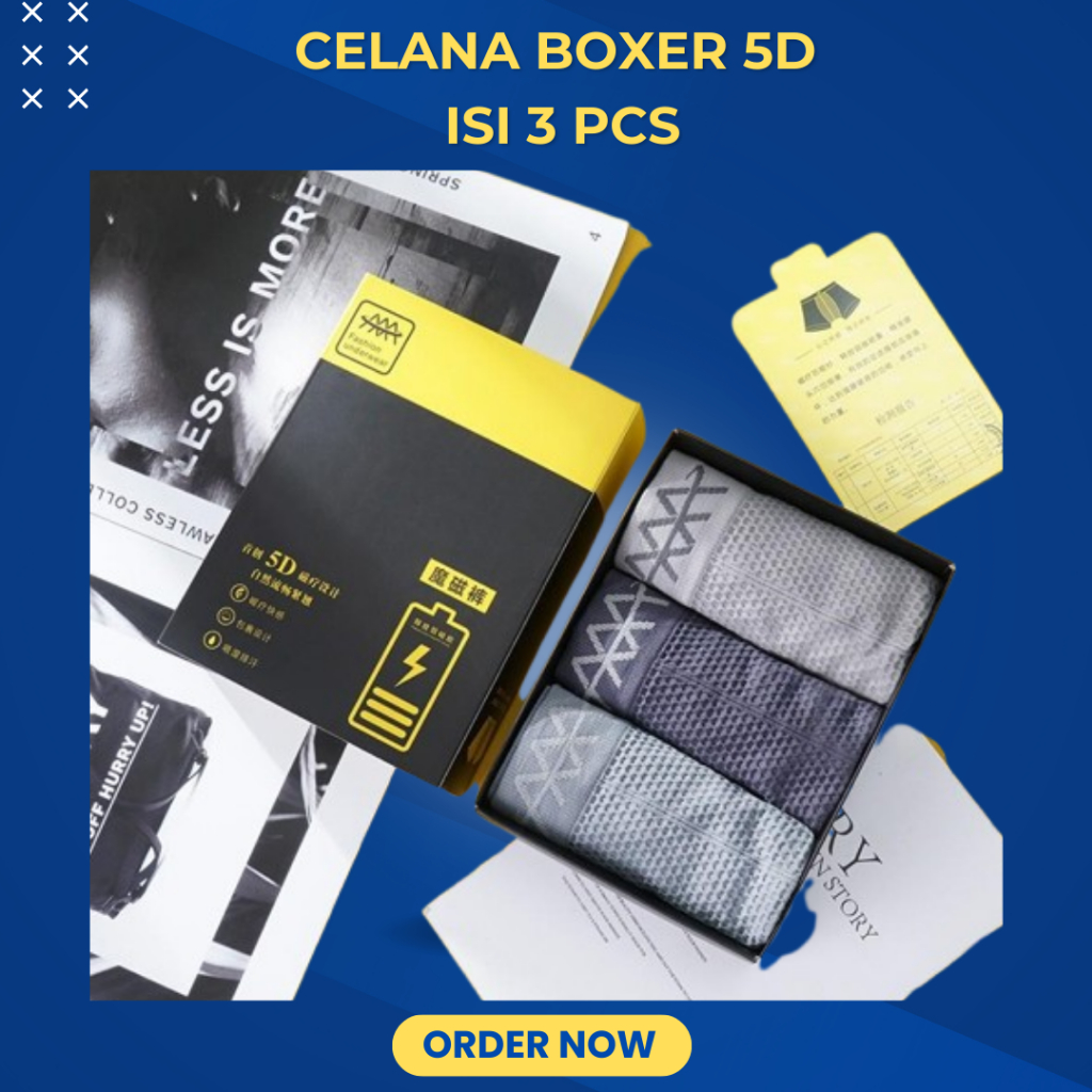 Boxer Mambo 5D | Boxer Magnetic All Size | Boxer Pria Sehat isi 3 pcs