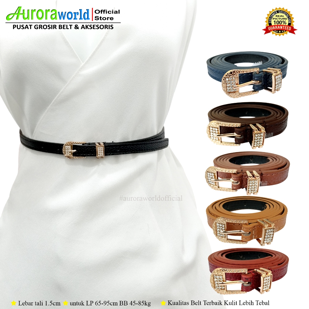 Auroraworld Ikat Pinggang wanita fashion / belt Kulit Mewah untuk dress gesper kulit perempuan kekin
