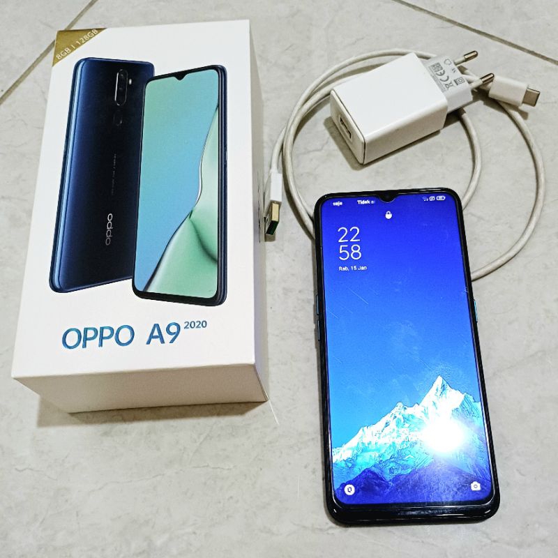 (HARGA PAS) HP Bekas Oppo A9 2020 RAM 8/128GB Midnight Blue