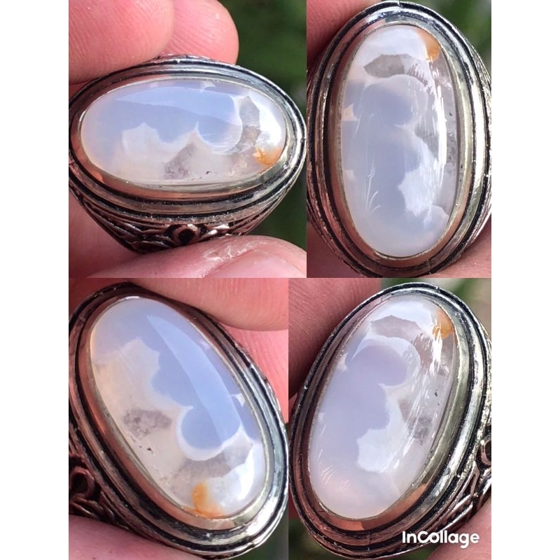 NATURAL CINCIN BATU AKIK YAMAN ABYAD MOTIF KALIGHRAPY LAFADZ ALLAH  KRISTAL 3D ANTIK TOP COLECTOR IT