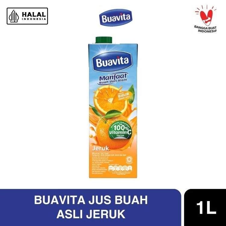 

Buavita Jeruk 1000Ml Jus Buah Asli Jus Jeruk, Orange Juice, Mengandung Vitamin C