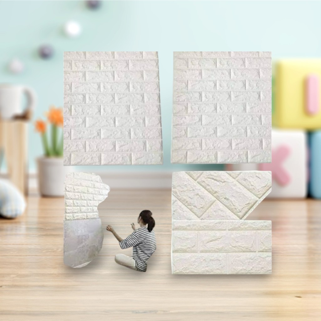 Walpaper Dinding 3D Brick Foam 70 X 77 cm