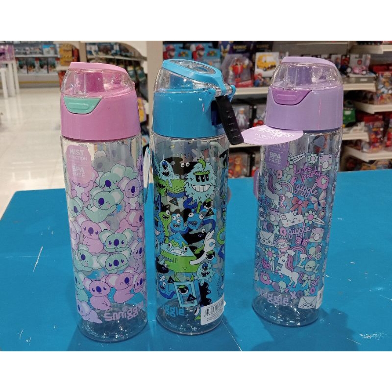 Smiggle spritze bottle botol Minum new original baru asli Desain Kartun Hitam Warna-warni satuan boy