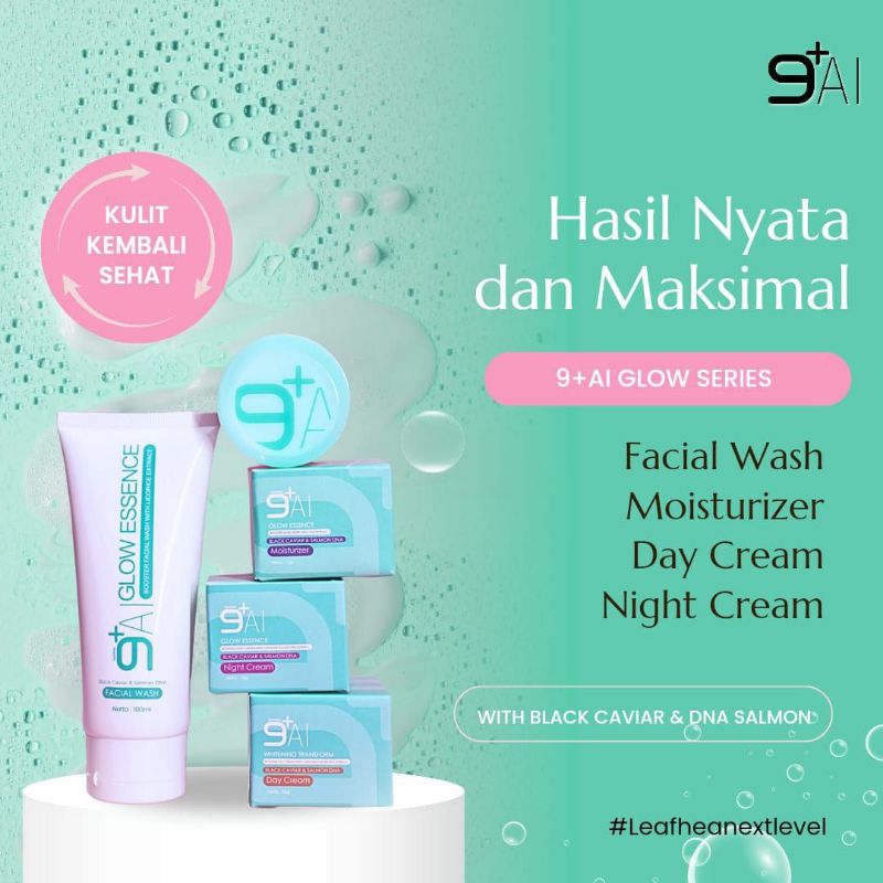 Jeddina skincare set BPOM || 9+IA glow series (lengkap) Facial wash, mousterizer, day & night cream,