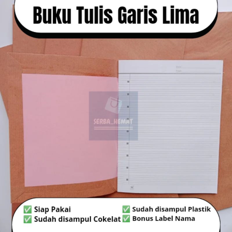 

Buku Tulis Garis Lima/ Garis 5 ( Bintang Obor) isi 36 Lembar [HARGA SATUAN] SUDAH DI SAMPUL COKELAT & SAMPUL PLASTIK + BONUS LABEL UNTUK NAMA