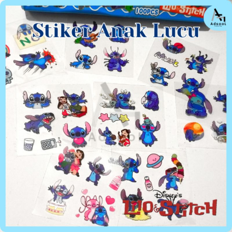 

Sticker Anak Karakter LILO AND STITCH Lucu Korea Aesthetic Ecer Isi 5 Lembar/10 Lembar Waterproof Murah